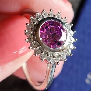 Swarovski Purple Zirconia and White Zirconia Ring